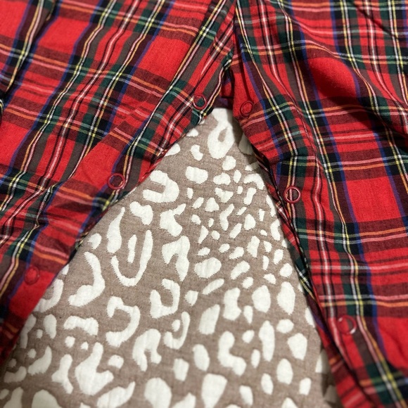 Rare Editions White and Red Plaid Baby Romper with Apple Accent - Picture 7 of 8
